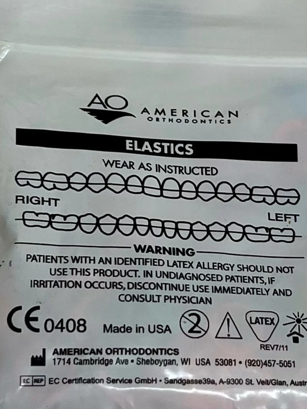 (8) Packets - American Orthodontics/West Indian Manatee Braces Elastics (Dental)